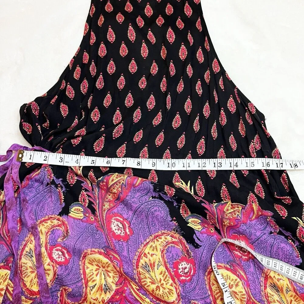 Free People Rendezvous Girl Slip Dress Black Purple Sz M Boho Asymmetrical - Picture 7 of 11